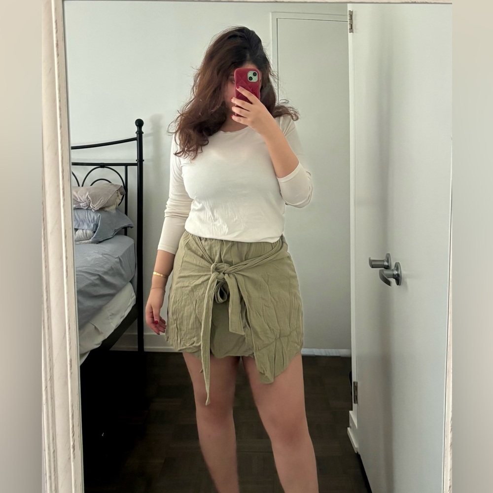 Zara olive green Wrap Skirt